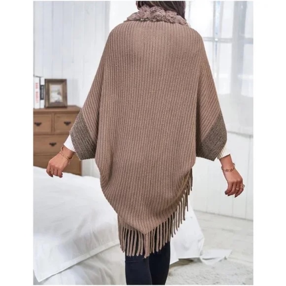 016 Cozy Vegan Fur Fringe Cardigan - Picture 10 of 10